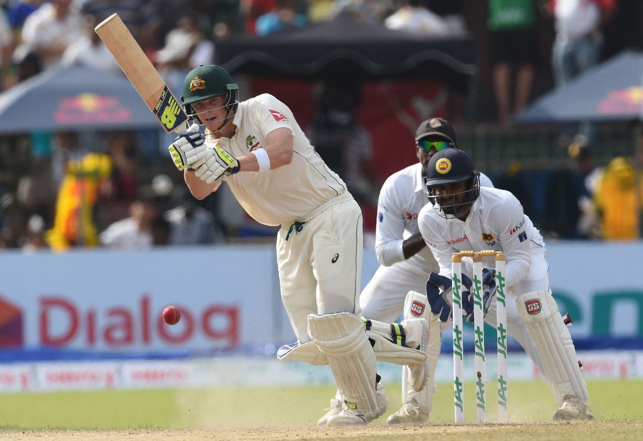 Steven Smith clips the ball towards mid-wicket, Sri Lanka v Australia, 3rd Test, SSC, 2nd day, August 14, 2016