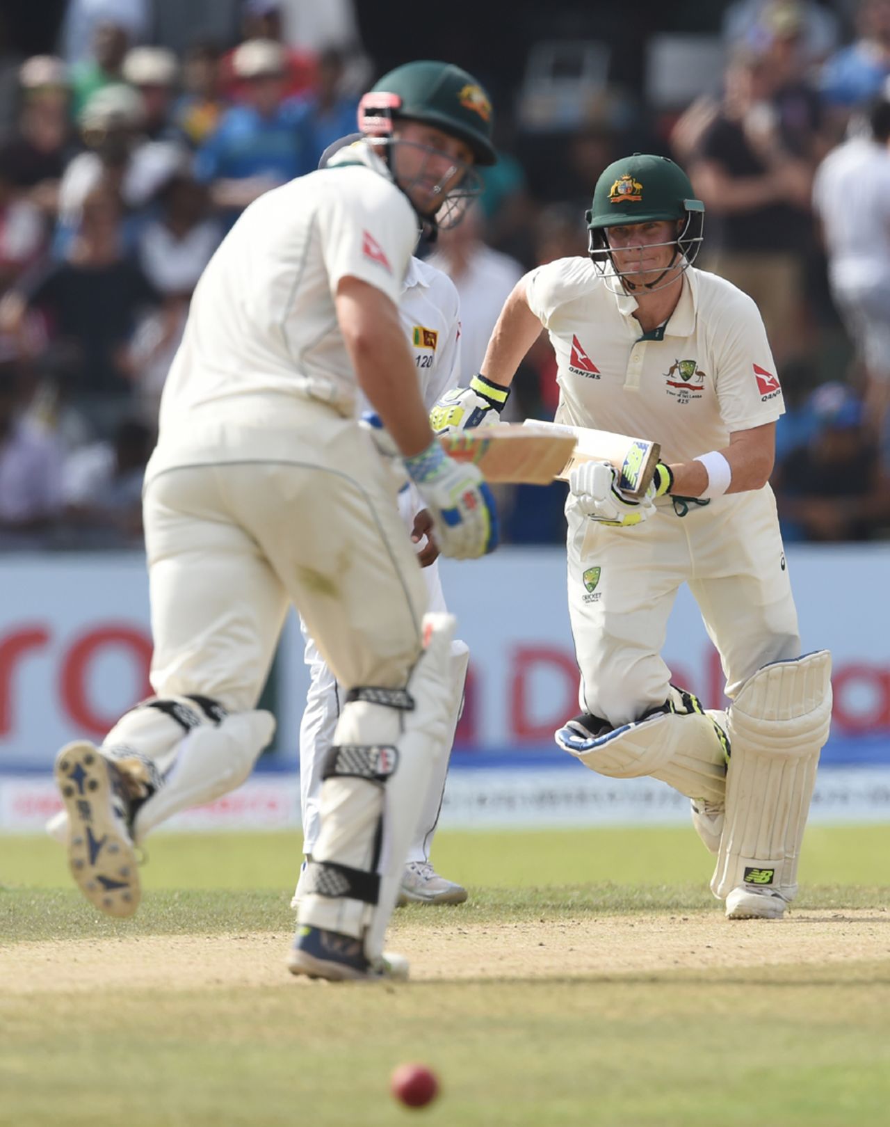 Steven Smith and Shaun Marsh run hard during their century stand, Sri Lanka v Australia, 3rd Test, SSC, 2nd day, August 14, 2016