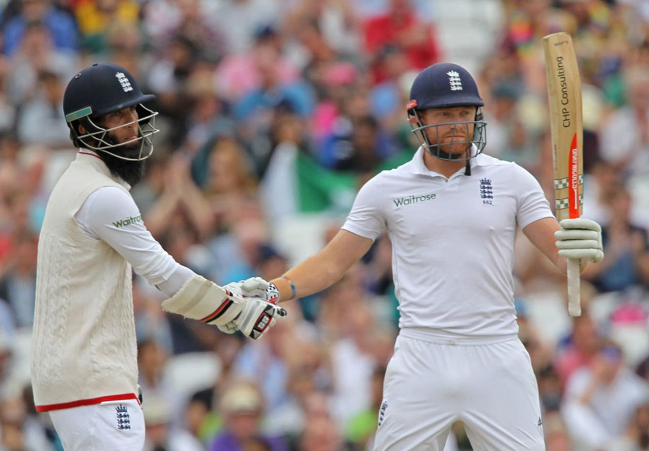 Jonny Bairstow passed 50 during a stand with Moeen Ali, England v Pakistan, 4th Test, The Oval, 4th day, August 14, 2016