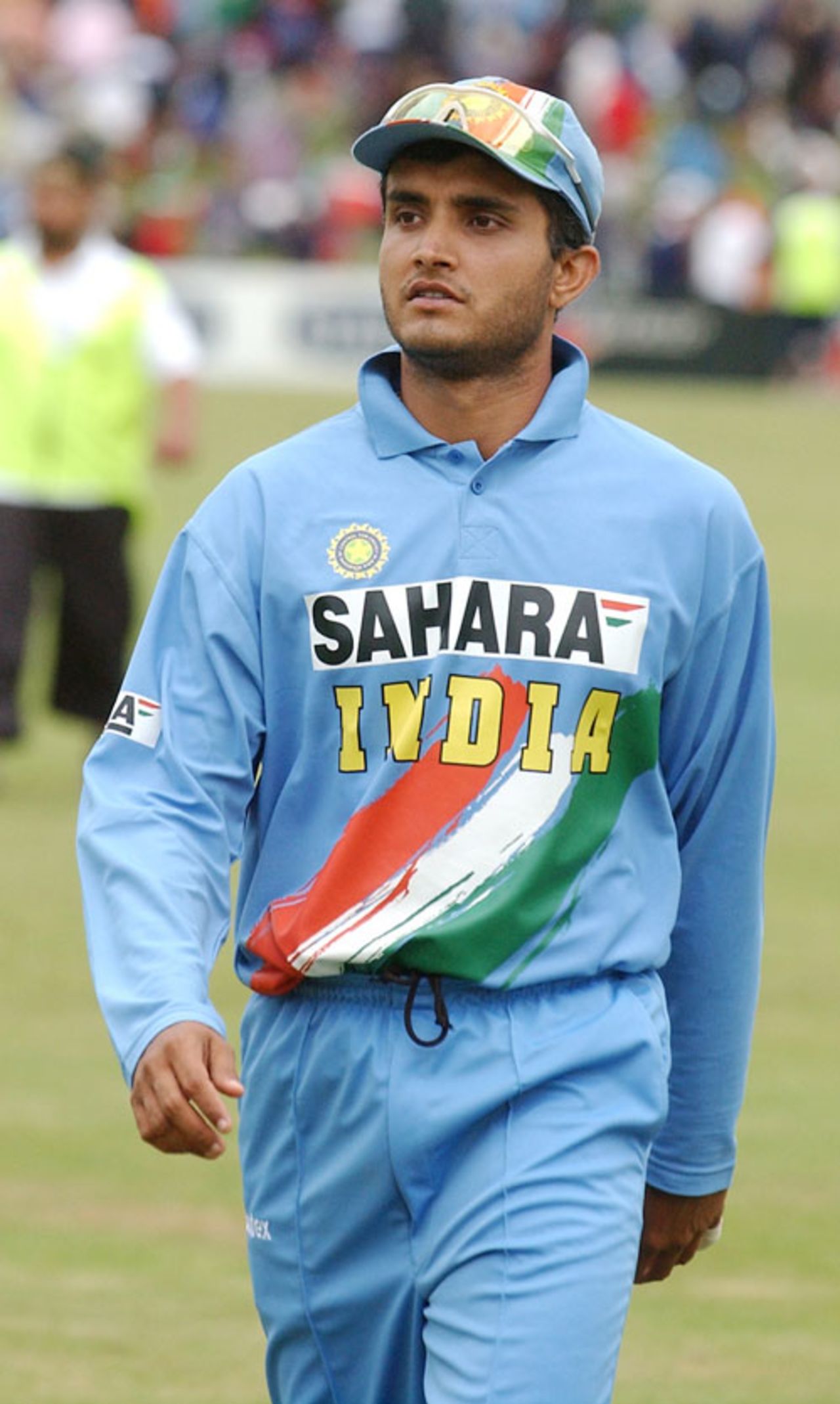 Indian captain Sourav Ganguly  walks from the field at the end of the match. India lost to New Zealand by five wickets to to go 3-0 down in the seven-match series. 3rd ODI: New Zealand v India at Jade Stadium, Christchurch, January 1, 2003
