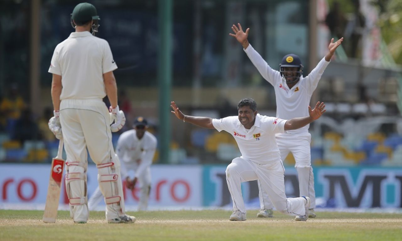 Ranagana Herath appeals for a wicket, Sri Lanka v Australia, 3rd Test, SSC, 3rd day, August 15, 2016