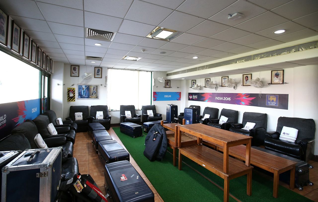 A general view of the Sri Lankan dressing room before the World T20 match, South Africa v Sri Lanka, World T20 2016, Group 1, Delhi, March 28, 2016