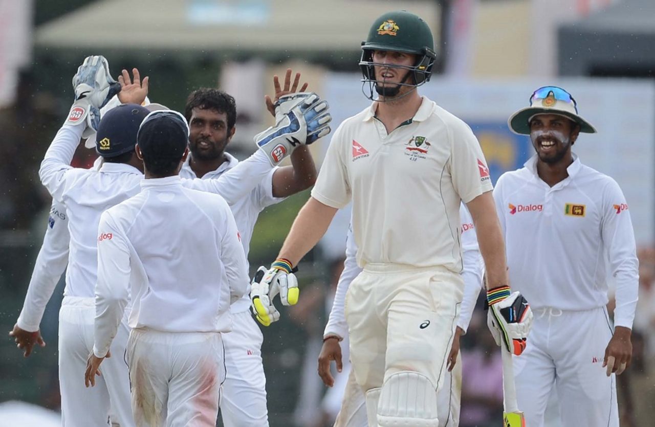 Dilruwan Perera had his first wicket when he dismissed Peter Nevill with his 234th delivery, Sri Lanka v Australia, 3rd Test, SSC, 3rd day, August 15, 2016