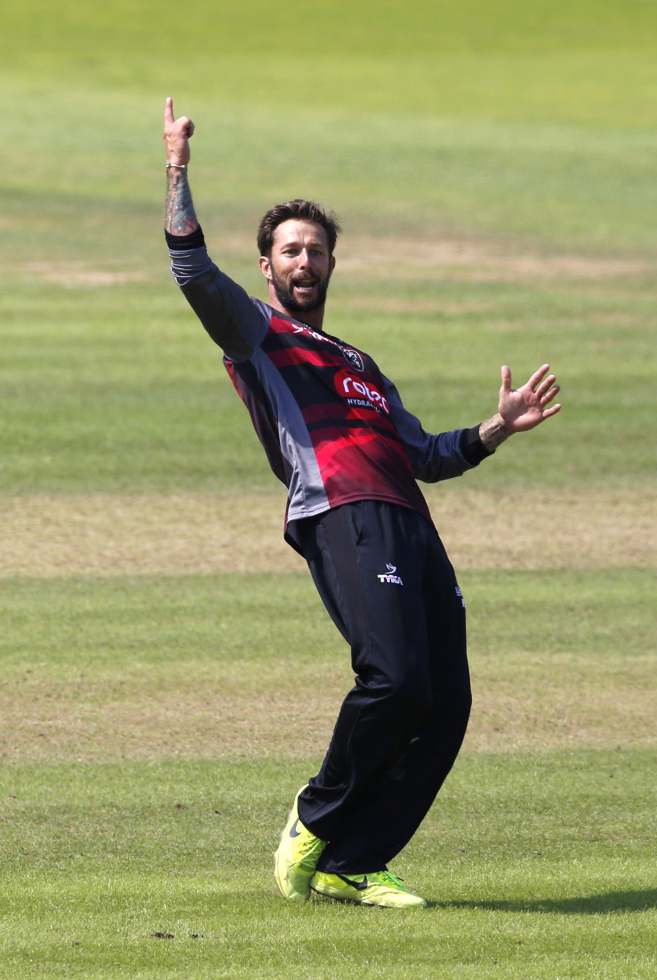 Peter Trego in celebratory mood at Taunton, Somerset v Worcestershire, Royal London One-Day Cup quarter-finals, Taunton, August 17, 2016