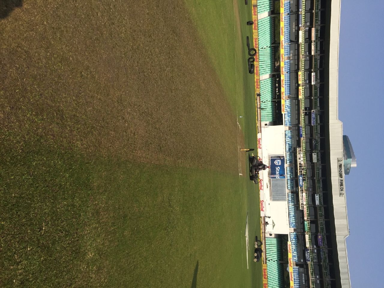 The surface at Kingsmead had a smattering of grass, Durban, August 18, 2016