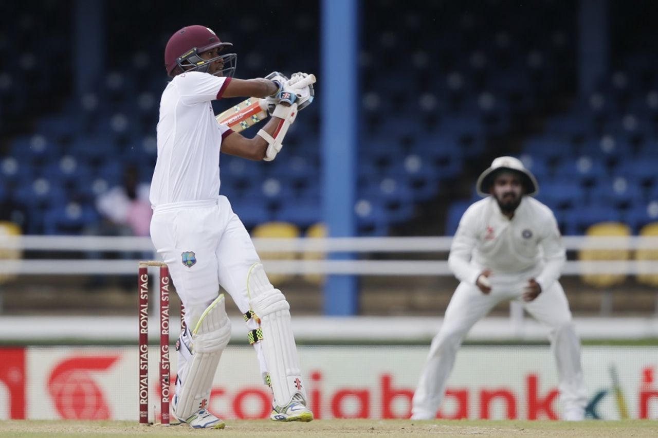 Kraigg Brathwaite picks up a boundary, West Indies v India, 4th Test, Port of Spain, 1st day, August 18, 2016