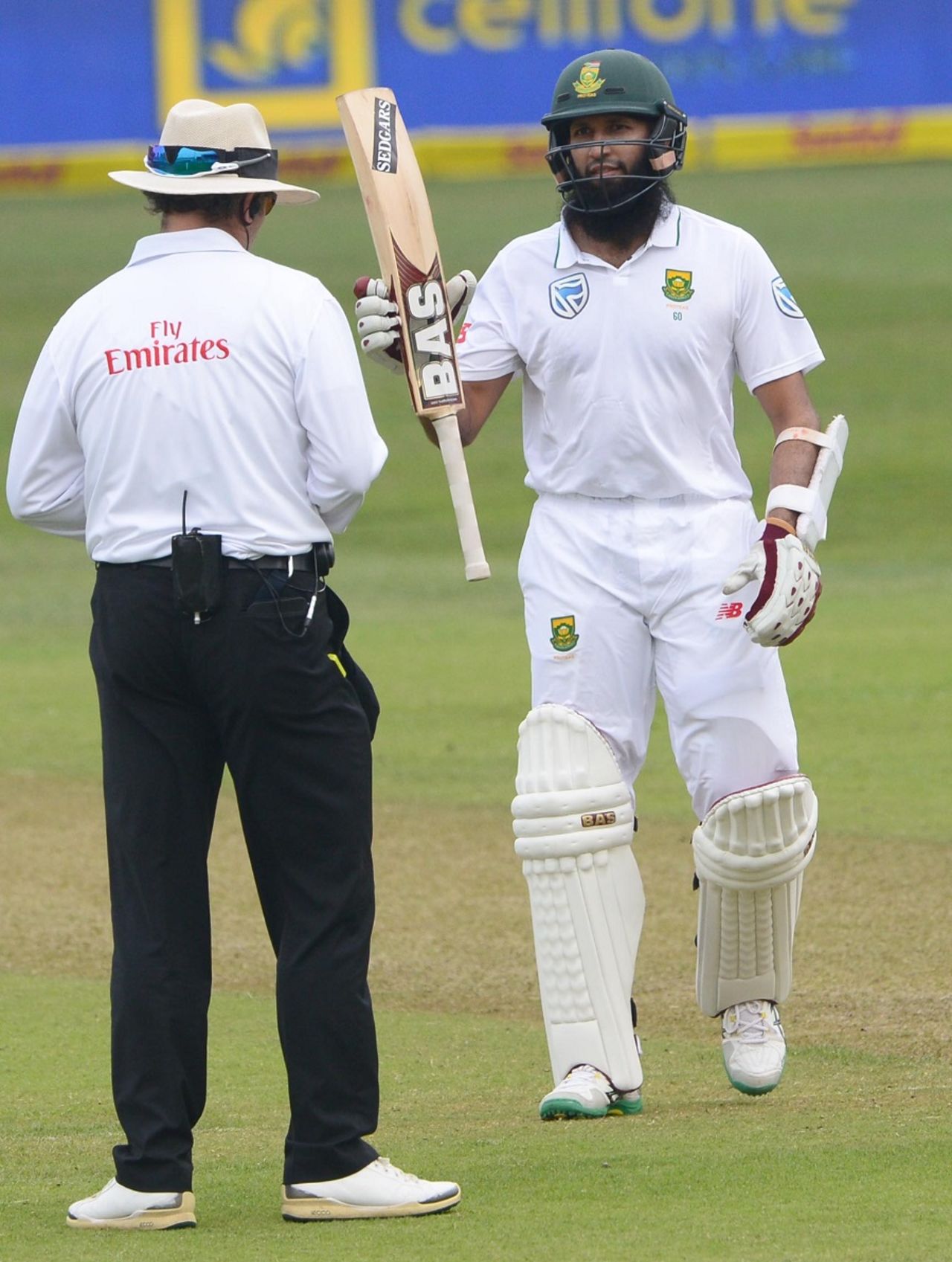 Hashim Amla celebrates his half-century, South Africa v New Zealand, 1st Test, Durban, 1st day, August 19, 2016