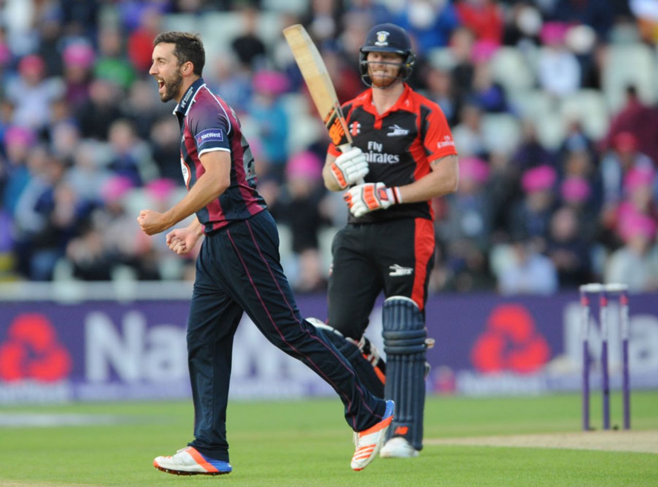 Ben Sanderson claimed the big wicket of Ben Stokes, Durham v Northamptonshire, NatWest T20 Blast final, Edgbaston, August 20, 2016