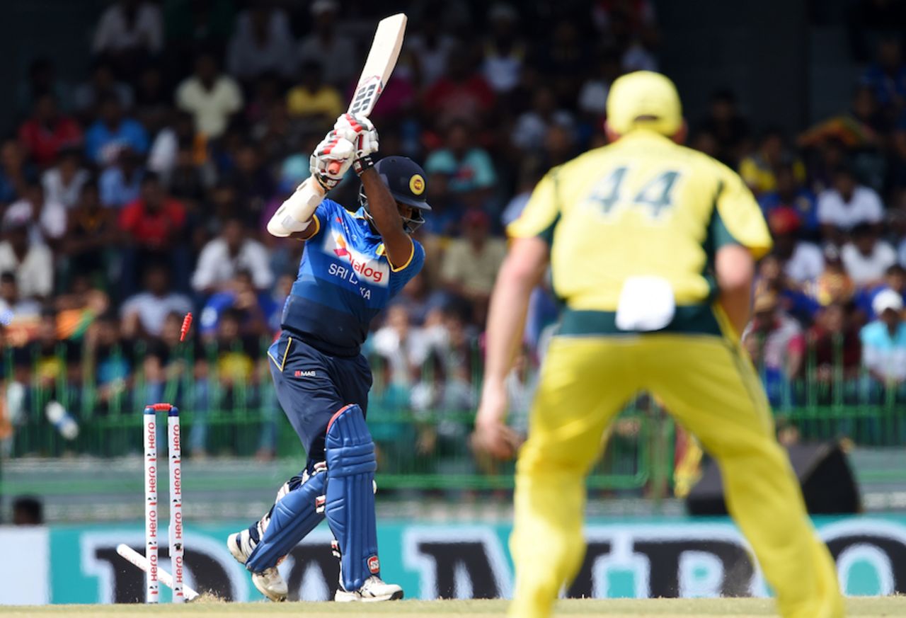 Kusal Perera was Mitchell Starc's 99th ODI wicket, Sri Lanka v Australia, 1st ODI, Colombo, August 21, 2016