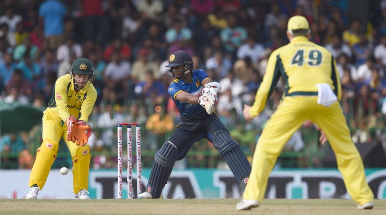 Kusal Mendis rocks back to cut, Sri Lanka v Australia, 1st ODI, R Premadasa Stadium, August 21, 2016