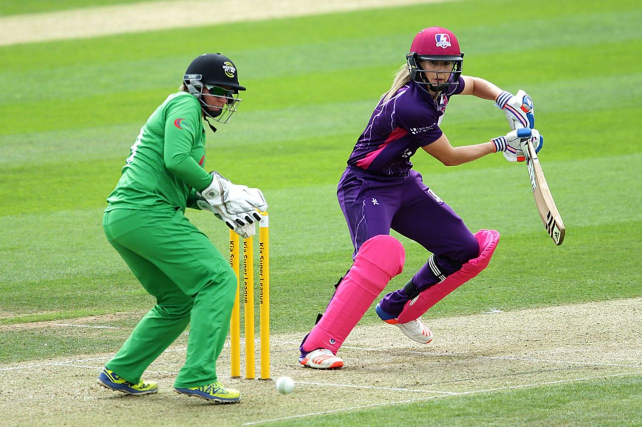 Ellyse Perry guides the ball away during her half-century, Western Storm v Loughborough Lightning, Women's Super League, Semi-final, Chelmsford, August 21, 2016