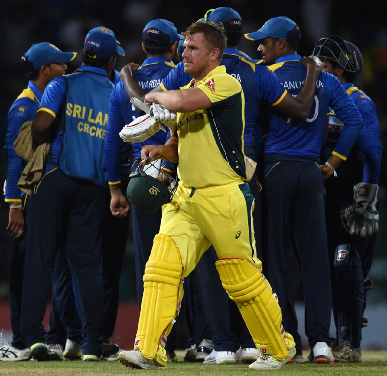 Aaron Finch looked markedly disgruntled after being given out, Sri Lanka v Australia, 1st ODI, R Premadasa Stadium, August 21, 2016