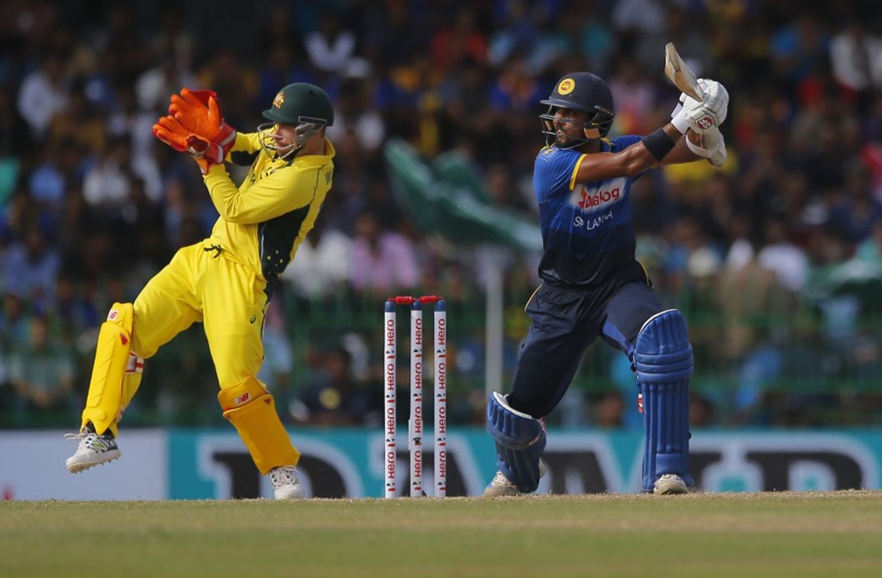 Dinesh Chandimal slaps one through the off side, Sri Lanka v Australia, 2nd ODI, R Premadasa Stadium, August 24, 2016