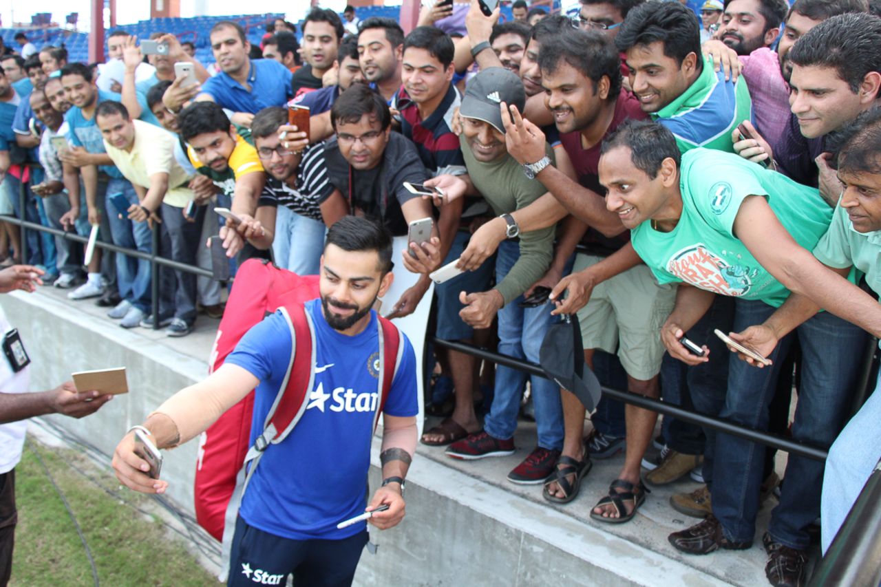 India fans swarm Virat Kohli for more selfies, Lauderhill, August 26, 2016