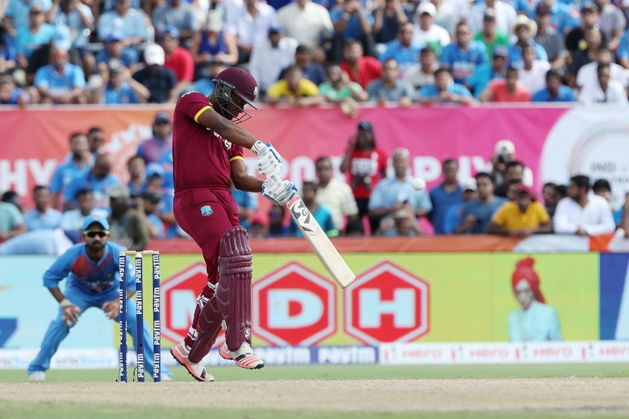 Evin Lewis eyes the off side, India v West Indies, 1st T20I, Lauderhill, August 27, 2016