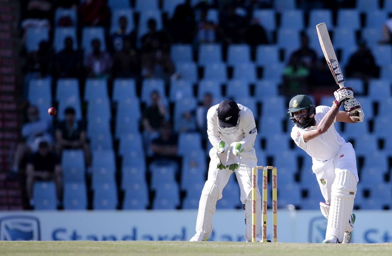 Hashim Amla drives en route to his 58, South Africa v New Zealand, 2nd Test, Centurion, 1st day, August 27, 2016