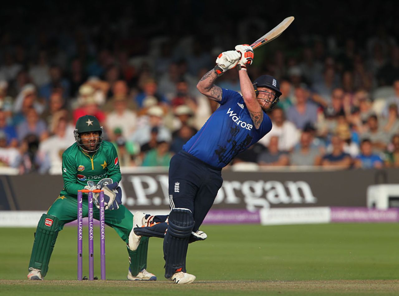 Ben Stokes played a lovely straight drive for six, England v Pakistan, 2nd ODI, Lord's, August 27, 2016
