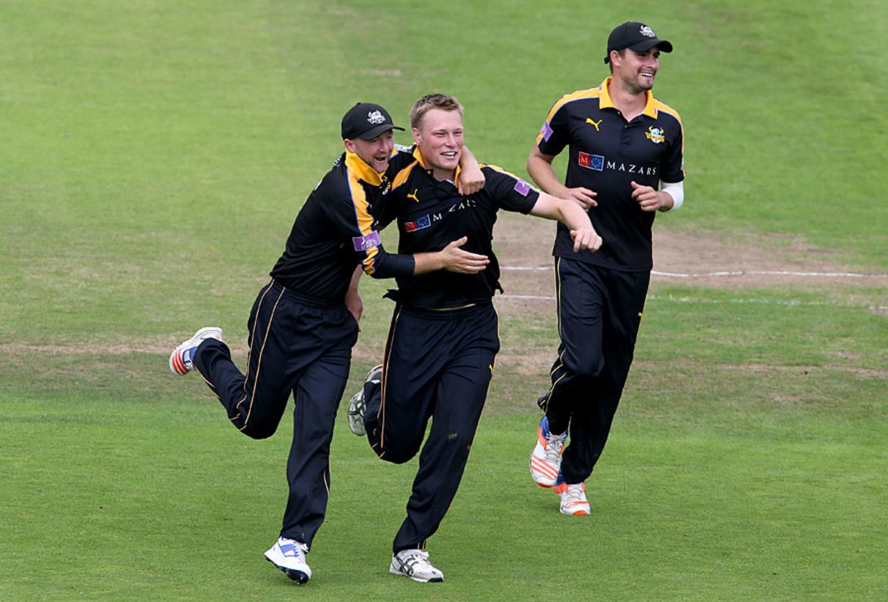 Matthew Waite (centre) struck with his first ball, Yorkshire v Surrey, Royal London Cup, Semi-final, Headingley, August 28, 2016