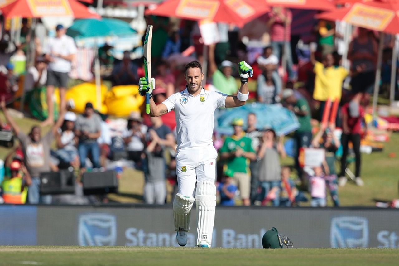 Faf du Plessis struck his fifth Test century, South Africa v New Zealand, 2nd Test, Centurion, 2nd day, August 28, 2016