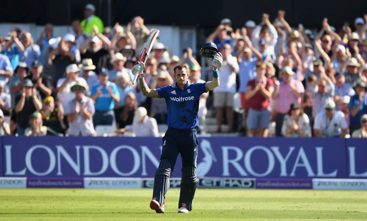 Alex Hales brought up three figures from 83 balls, England v Pakistan, 3rd ODI, Trent Bridge, August 30, 2016