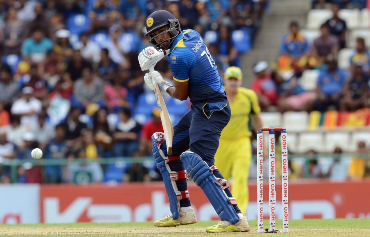 Danushka Gunathilaka steers one to third man, Sri Lanka v Australia, 5th ODI, Pallekele, September 4, 2016