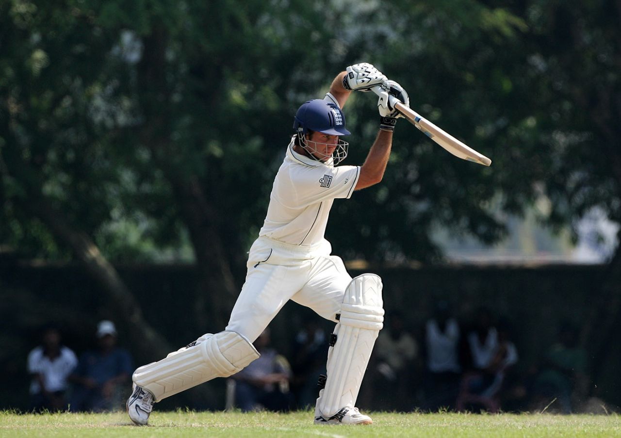 Michael Vaughan plays a cover drive, Sri Lankan Board President's XI v England, NCC, Colombo, November 27, 2007
