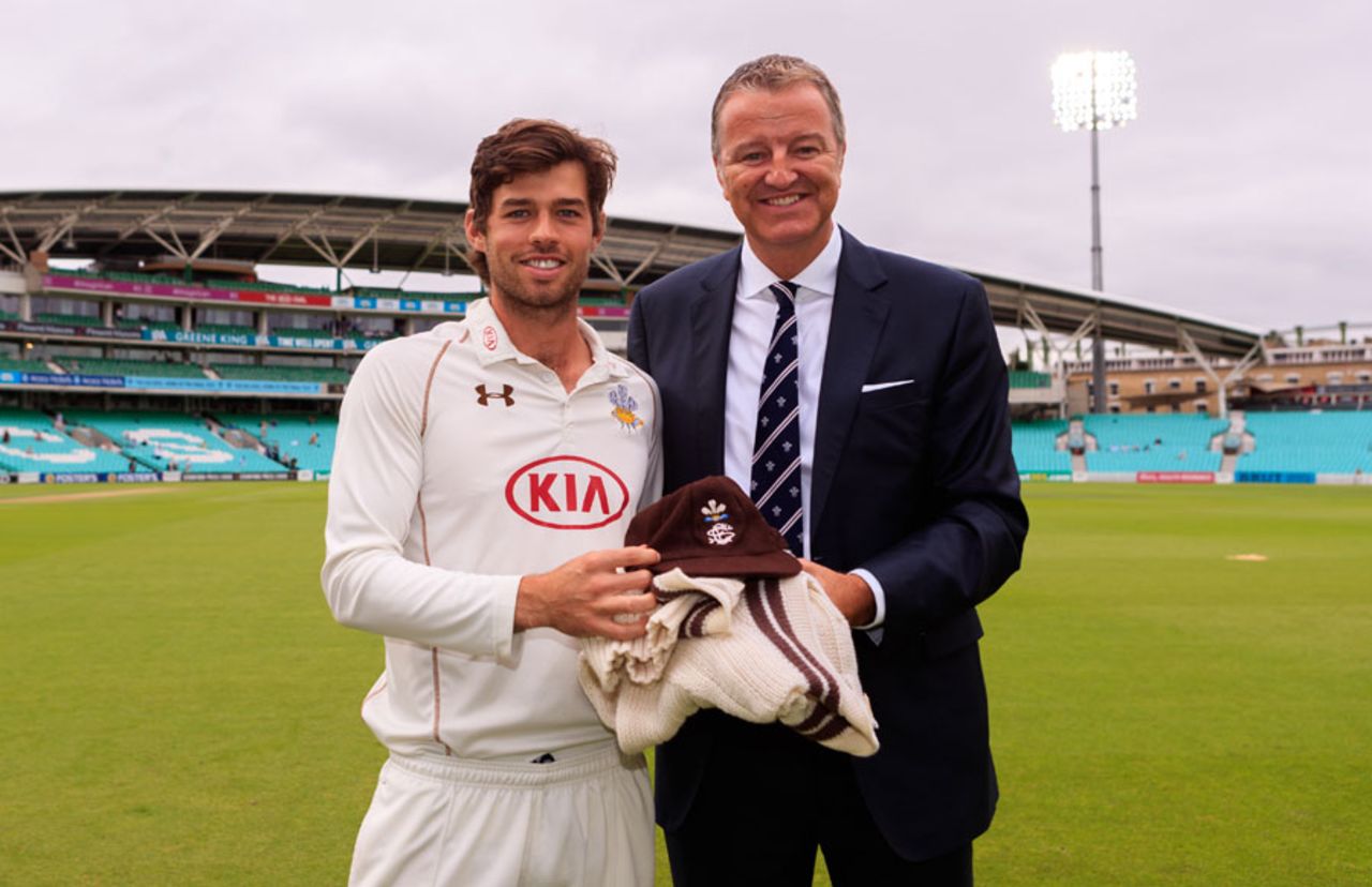 Ben Foakes received his county cap from Richard Thompson, Surrey v Hampshire, County Championship, Division One, The Oval, 1st day, September 6, 2016