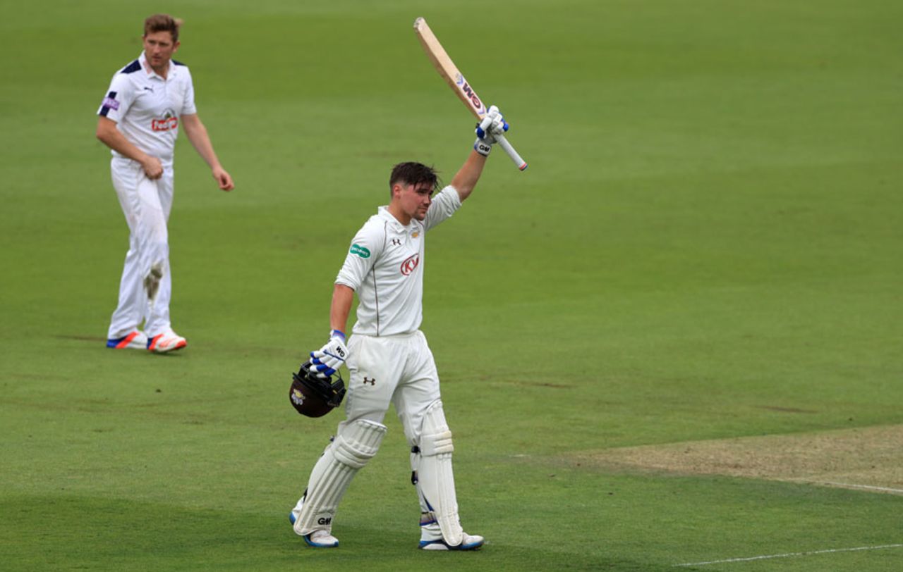 Rory Burns acknowledges his hundred, Surrey v Hampshire, County Championship, Division One, The Oval, 1st day, September 6, 2016