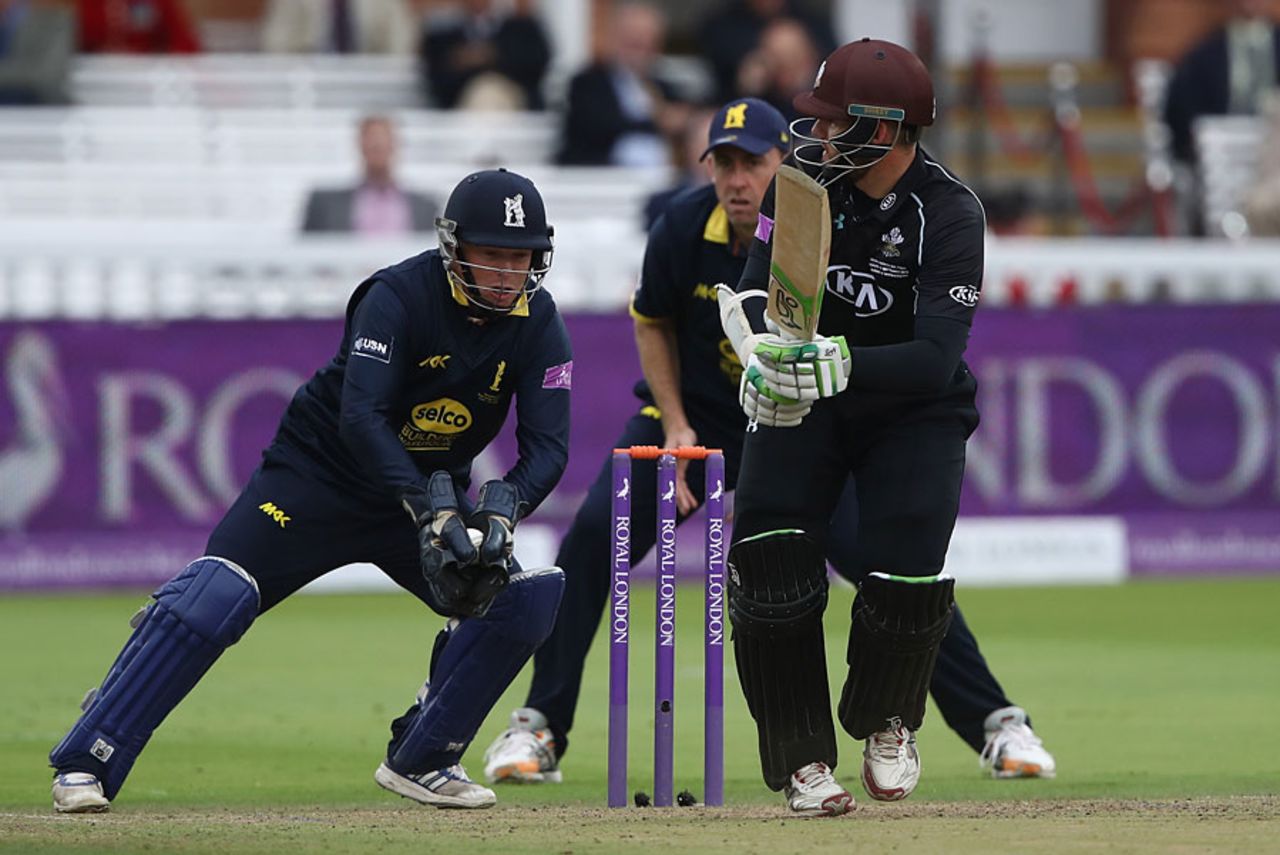 Tim Ambrose gathers the ball down the leg side seconds before stumping Steven Davies, Surrey v Warwickshire, Royal London Cup Final, Lord's, September 17, 2016