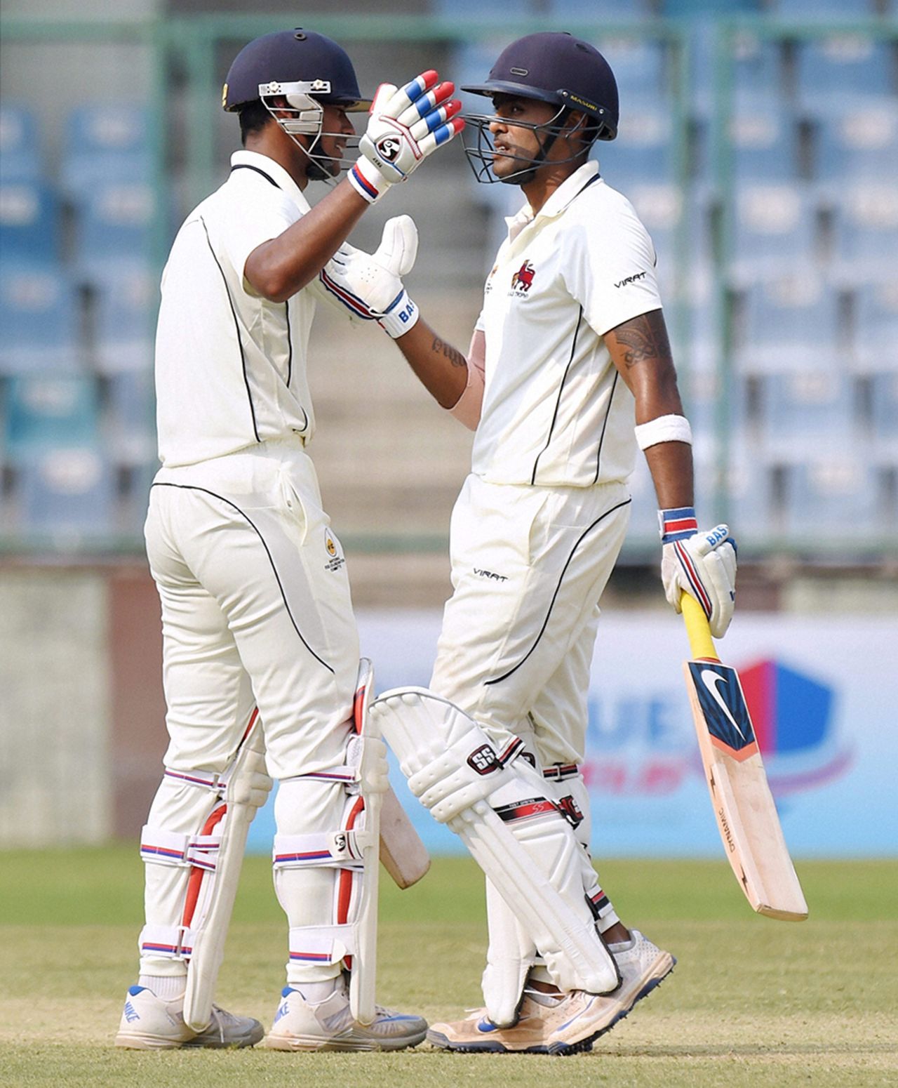 Kaustubh Pawar and Suryakumar Yadav added 155 runs for the fourth wicket, Mumbai v New Zealanders, tour match, 2nd day, Delhi, September 17, 2016
