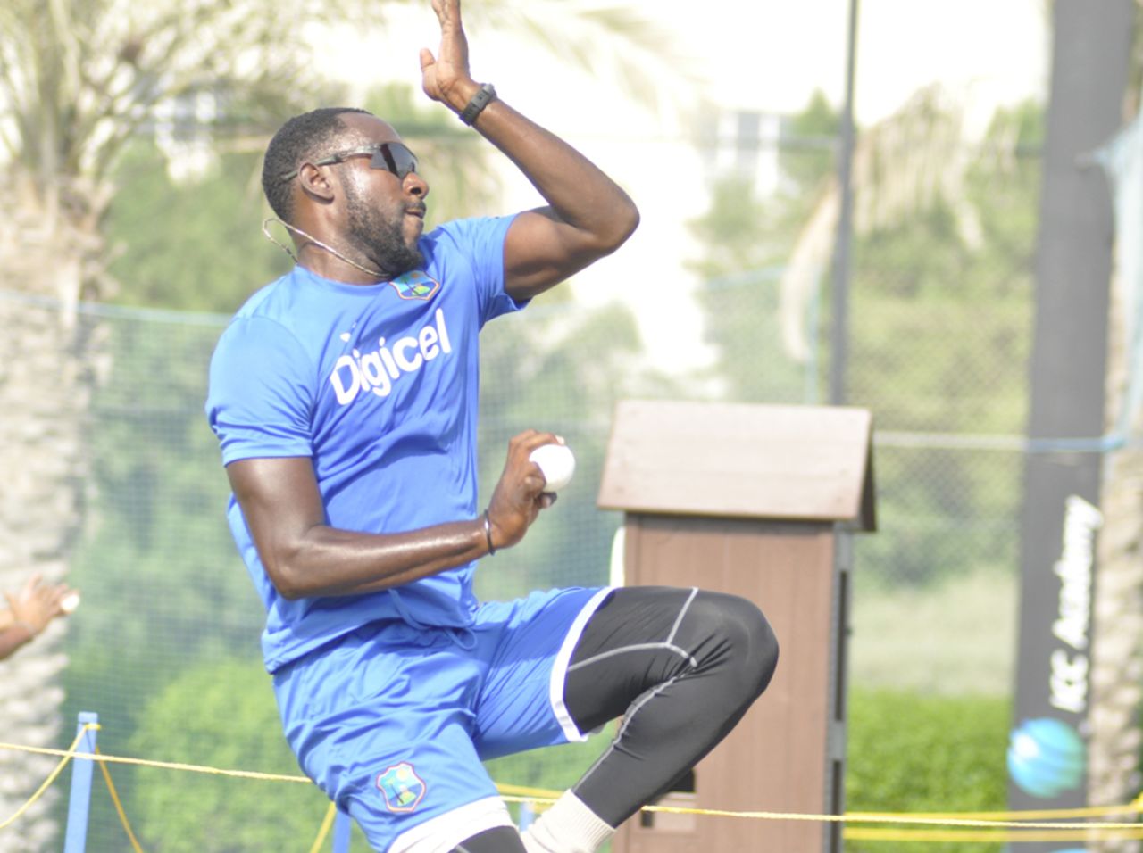 Kesrick Williams enters his delivery stride in the nets, Dubai, September 19, 2016