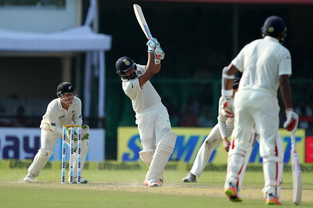 Rohit Sharma launches one into the leg side, India v New Zealand, 1st Test, Kanpur, 1st day, September 22, 2016