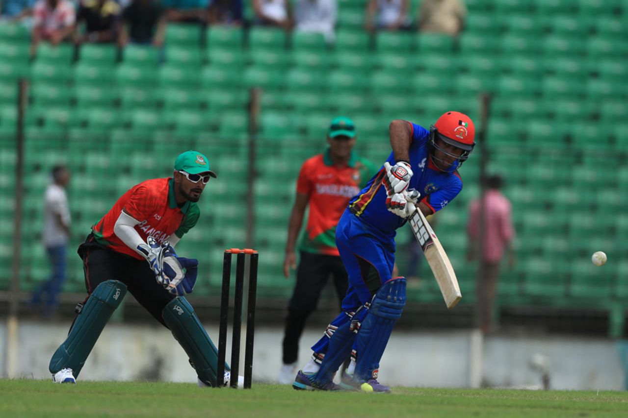 Hashmatullah Shahidi gets a leading edge while trying to turn one to the on side, BCB XI v Afghanistan, Fatullah, September 23, 2016