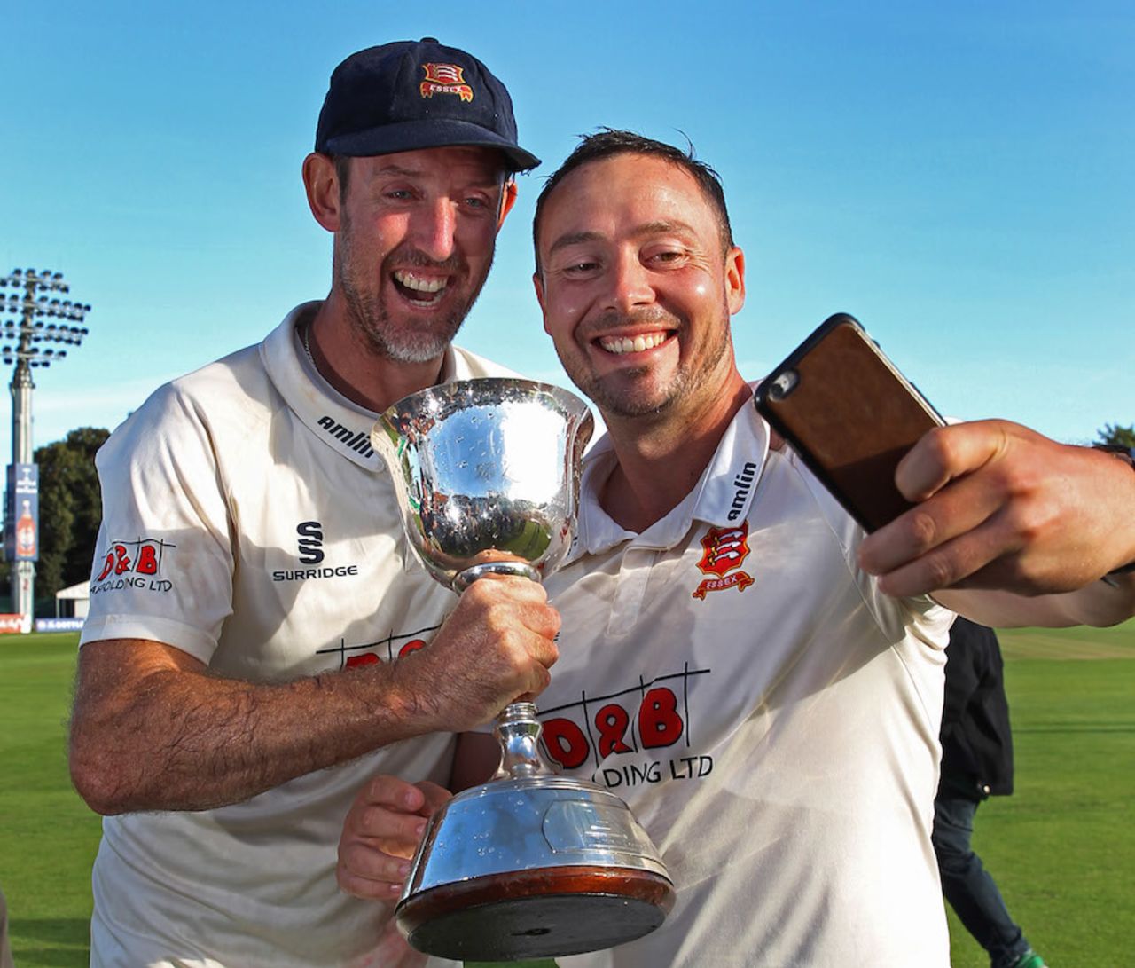 Time for a selfie: Graham Napier, David Masters and the Division Two trophy, Kent v Essex, County Championship, Division Two, Canterbury, September 23, 2016