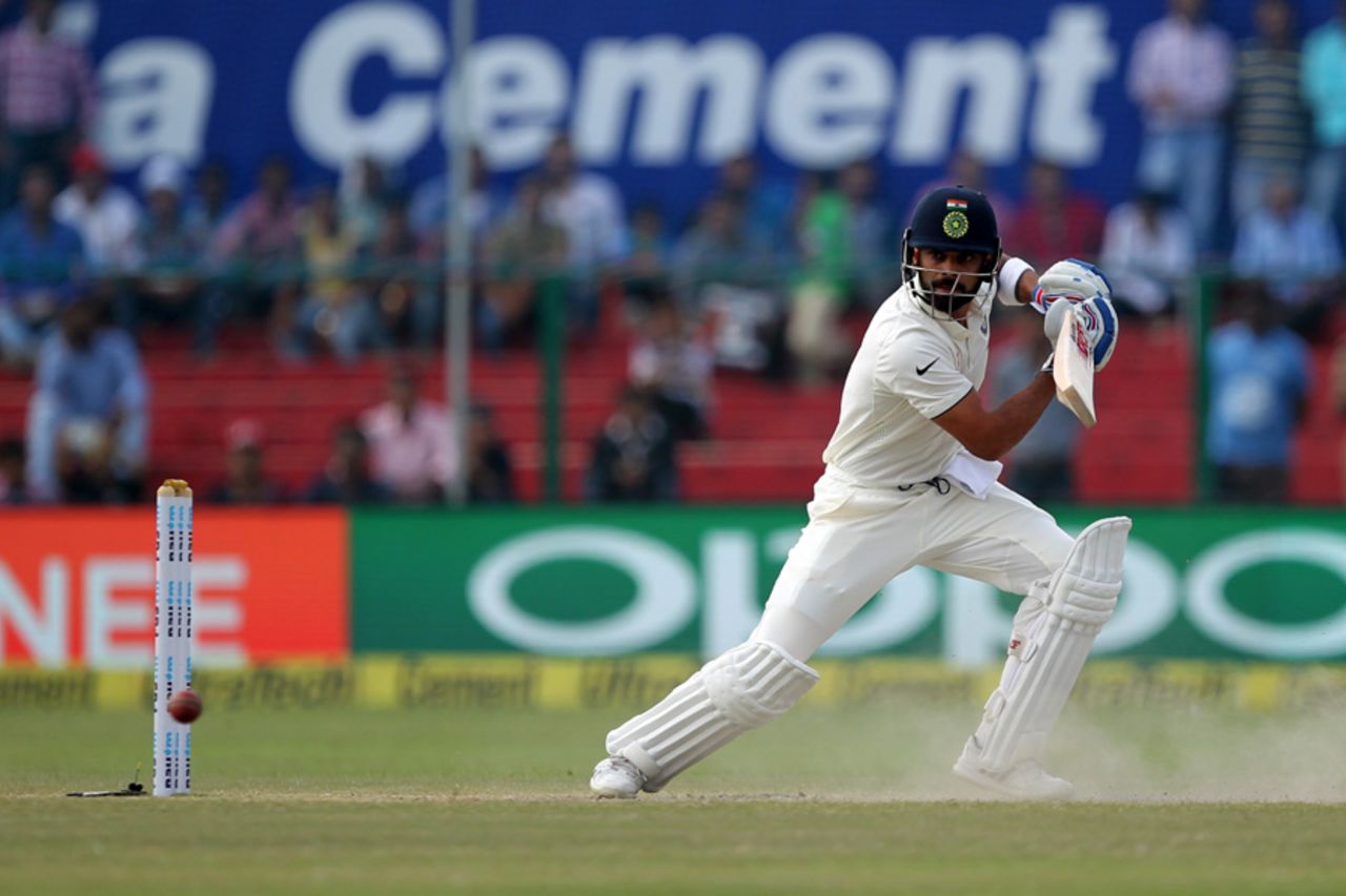 Virat Kohli plays behind square, India v New Zealand, 1st Test, Kanpur, 4th day, September 25, 2016
