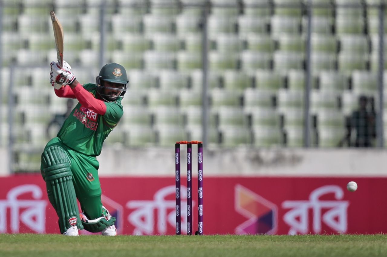 Imrul Kayes drives through cover, Bangladesh v Afghanistan, 1st ODI, Mirpur, September 25, 2016