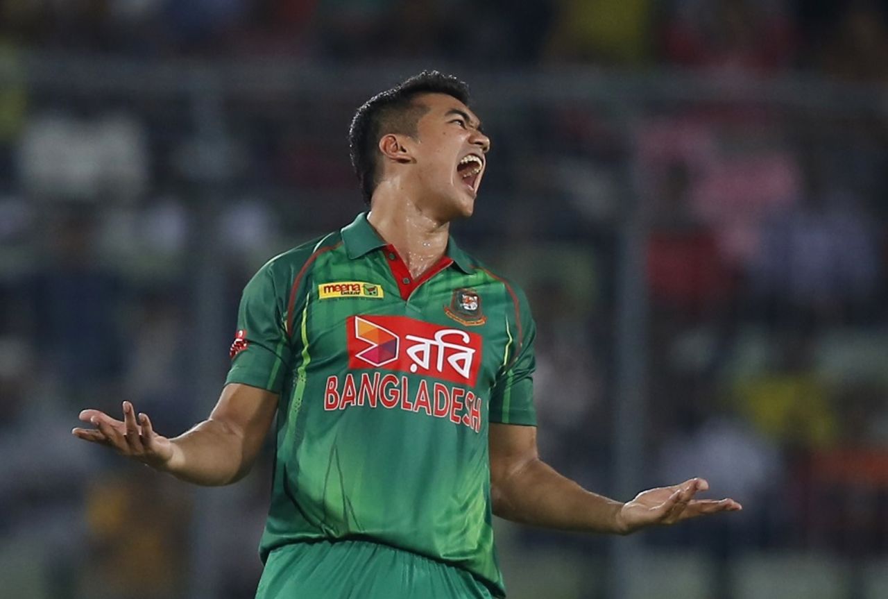 Taskin Ahmed is ecstatic after picking up one of his four wickets, Bangladesh v Afghanistan, 1st ODI, September 25, 2016