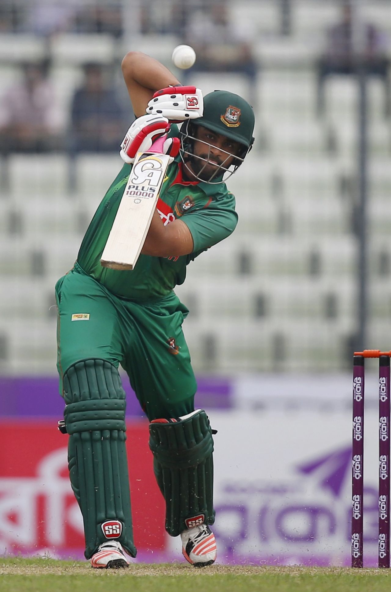 Tamim Iqbal punches down the ground, Bangladesh v Afghanistan, 2nd ODI, Mirpur, September 28, 2016