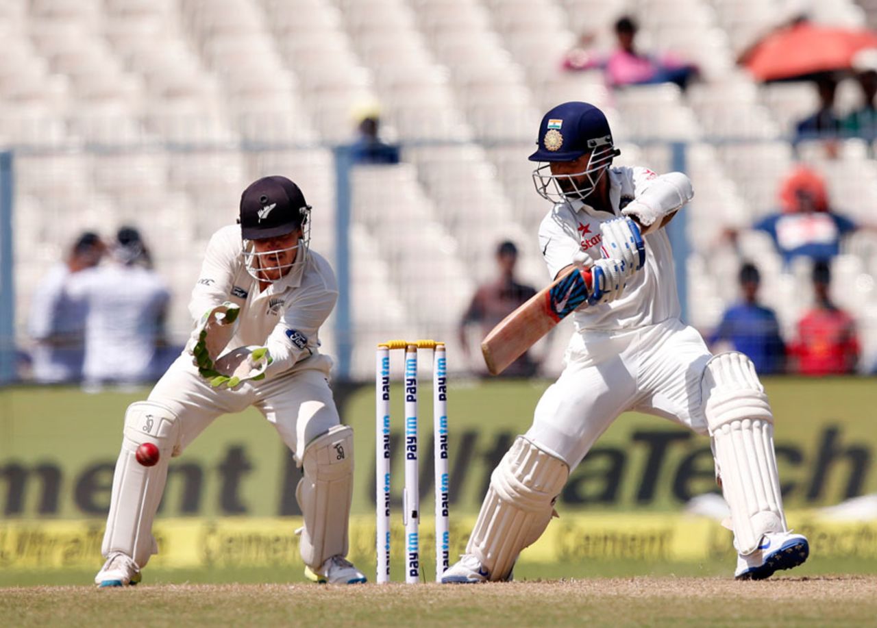 Ajinkya Rahane creams one through the off side, India v New Zealand, 2nd Test, Kolkata, 1st day, September 30, 2016