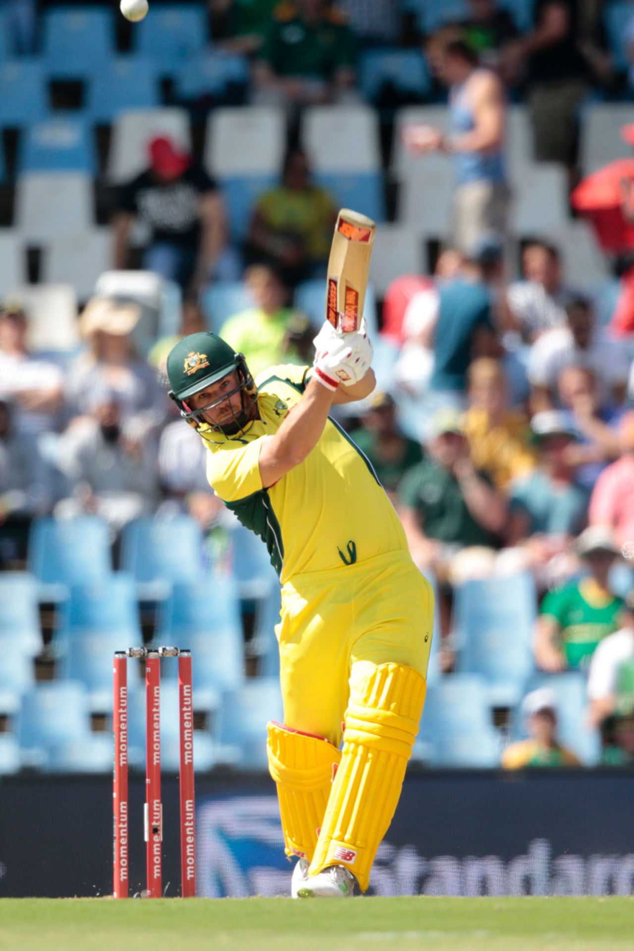 Aaron Finch strikes a straight six, South Africa v Australia, 1st ODI, Centurion, September 30, 2016