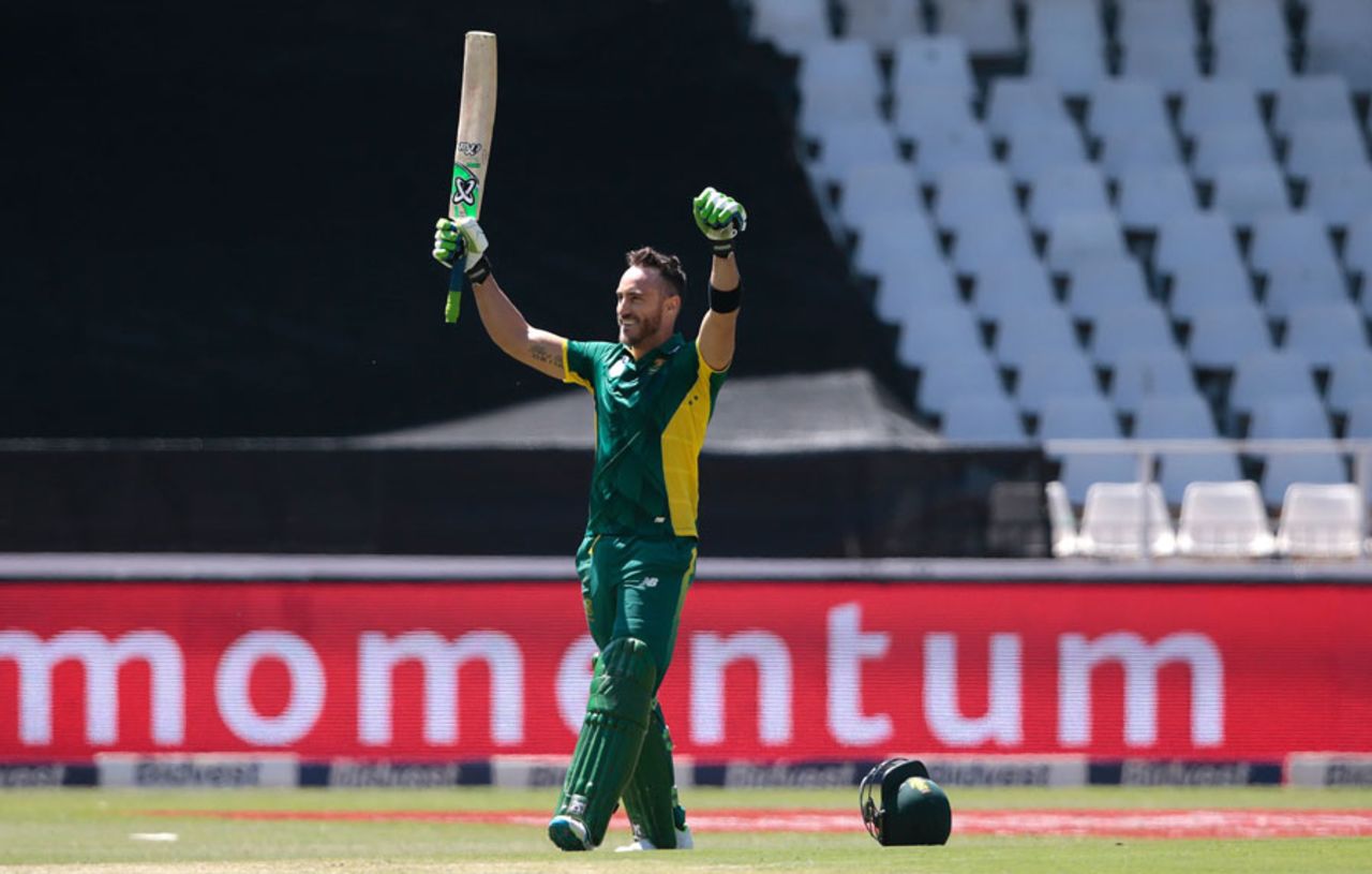 Faf du Plessis notched his sixth ODI ton, South Africa v Australia, 2nd ODI, Johannesburg, October 2, 2016