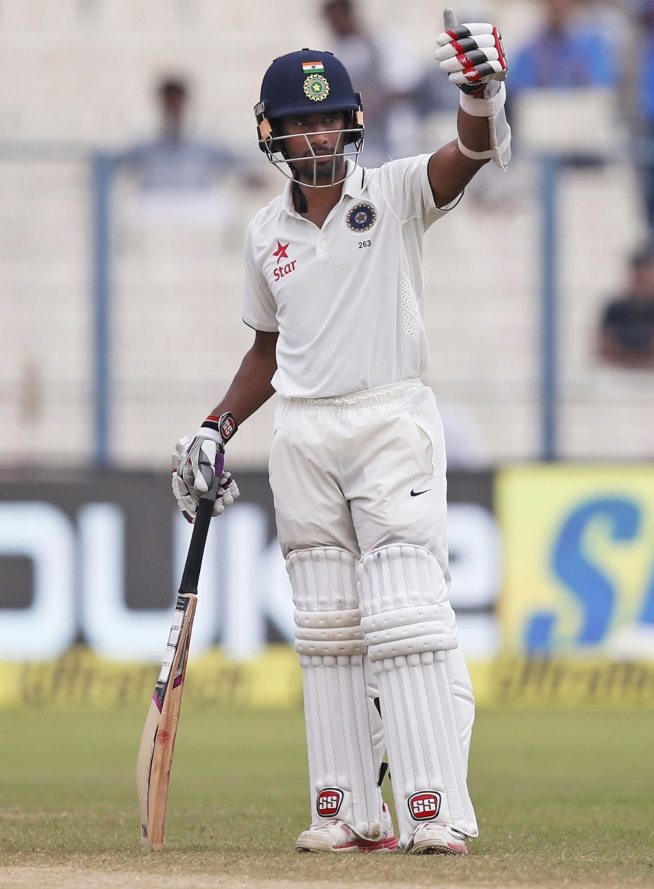 Wriddhiman Saha struck his second fifty of the match, India v New Zealand, 2nd Test, Kolkata, 4th day, October 3, 2016