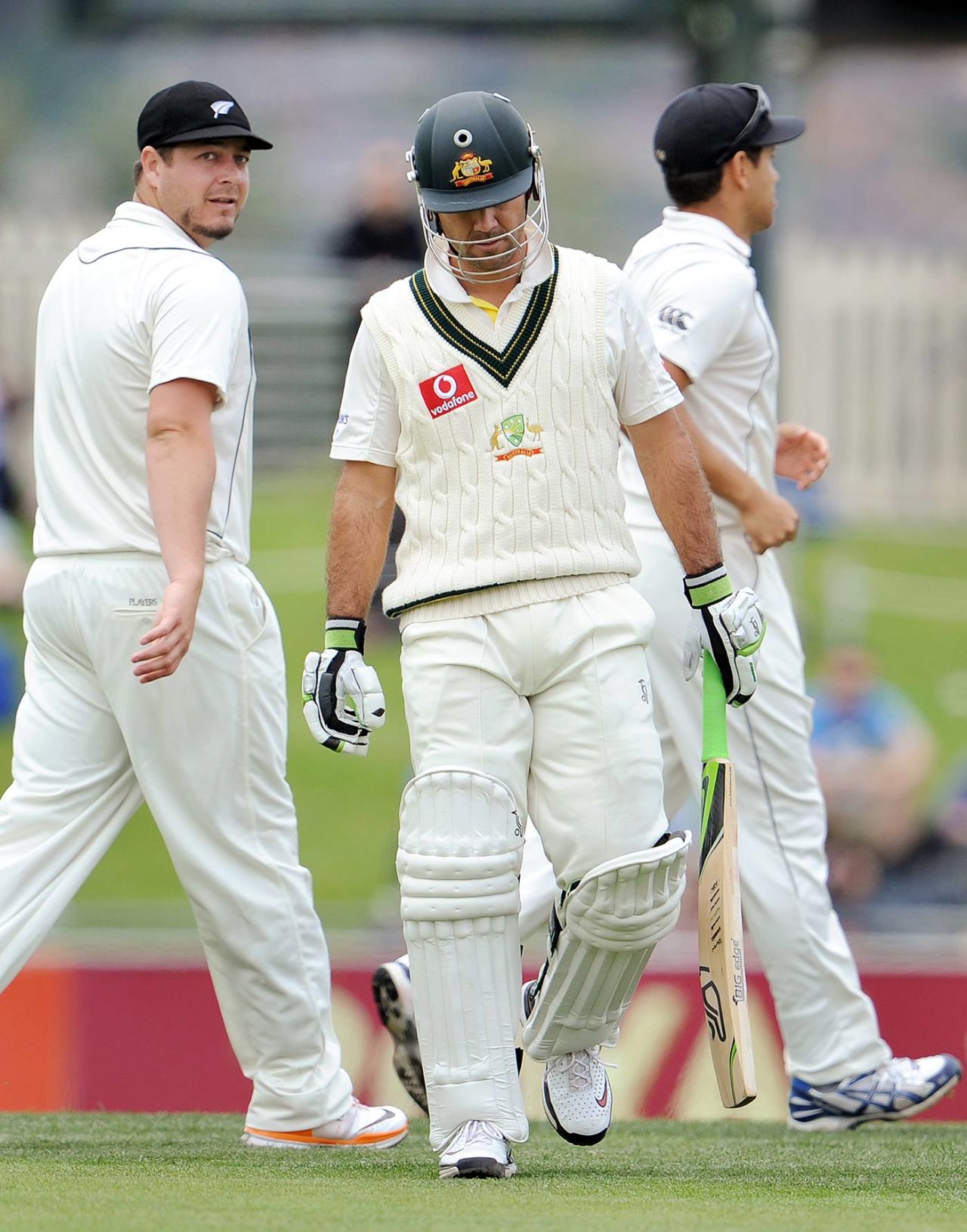 Ricky Ponting walks off after being dismssed , Australia v New Zealand, second Test, day four, Hobart, December 12, 2011