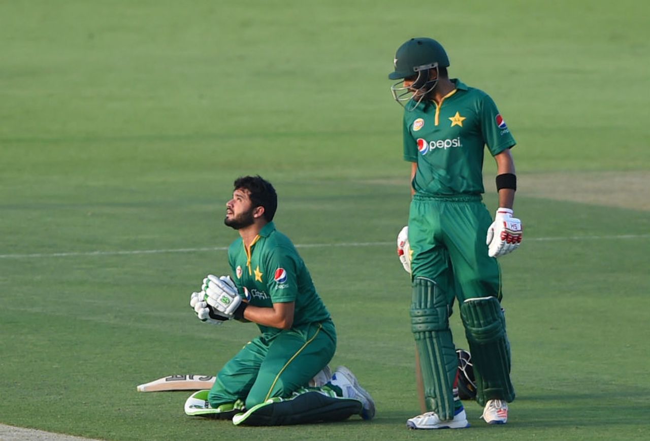 Azhar Ali looks up to the heavens after getting to a century, Pakistan v West Indies, 3rd ODI, Abu Dhabi