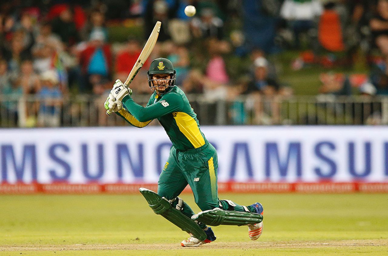 Quinton de Kock pierces a gap in the off side, Australia v South Africa, 3rd ODI, Durban, October 5, 2016