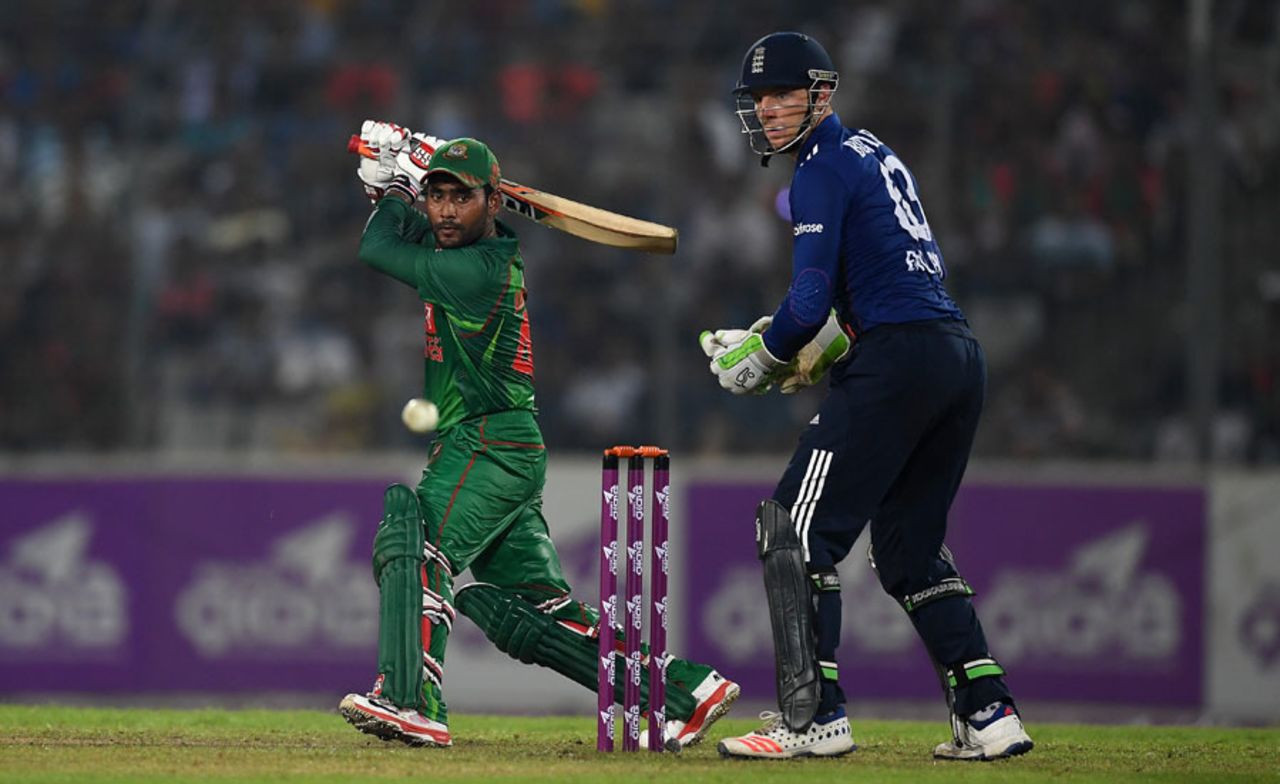 Imrul Kayes cuts on his way to a hundred, Bangladesh v England, 1st ODI, Dhaka, October 7, 2016