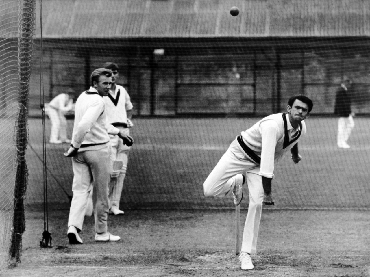 John Gleeson bowls in the nets at Lord's, June 19, 1968