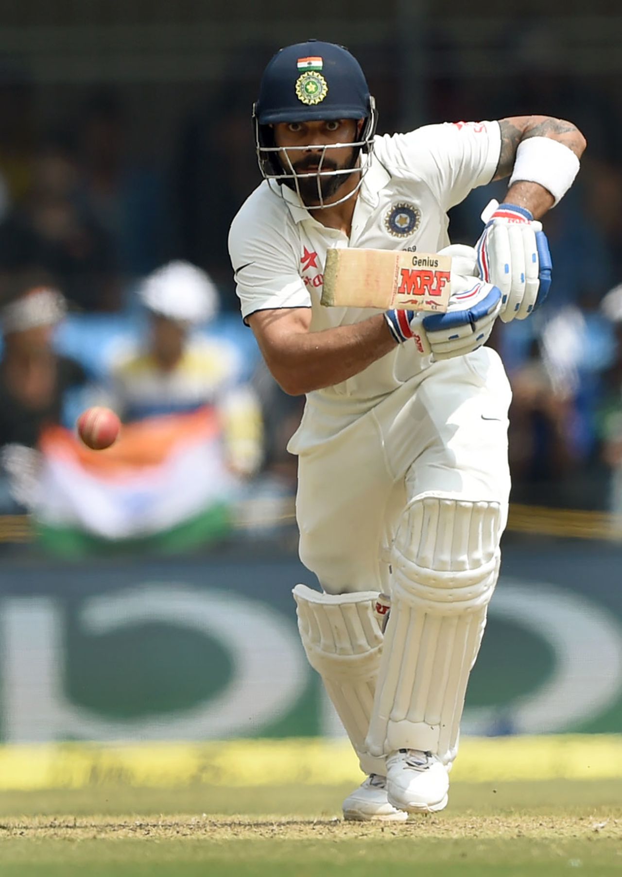 Virat Kohli sets off for a single after punching one down the ground, India v New Zealand, 3rd Test, Indore, 2nd day, October 9, 2016