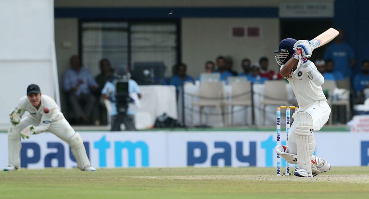 Ajinkya Rahane edges behind, India v New Zealand, 3rd Test, Indore, 2nd day, October 9, 2016