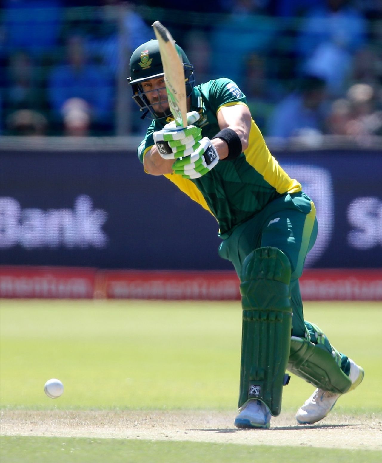 Faf du Plessis hits down the ground, South Africa v Australia, 4th ODI, Port Elizabeth, October 9, 2016